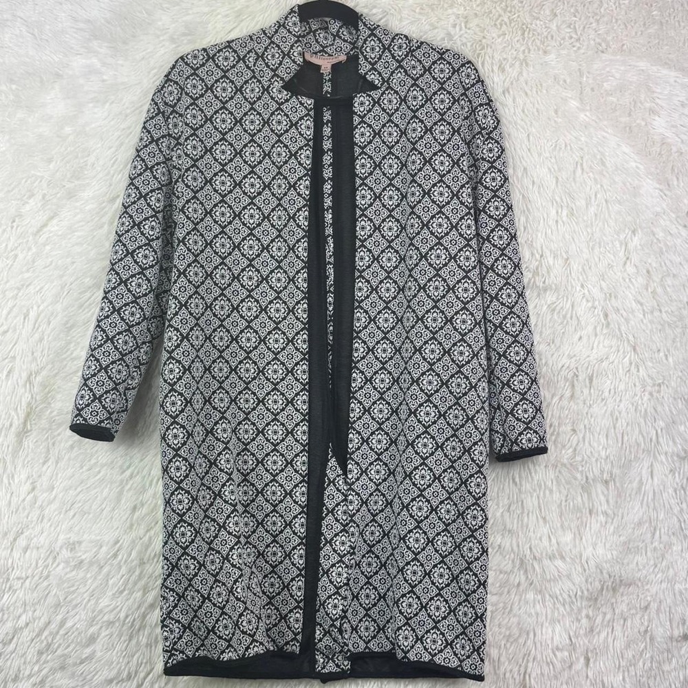 Philosophy Republic Clothing Black White Geometric Longline Cardigan Duster XS